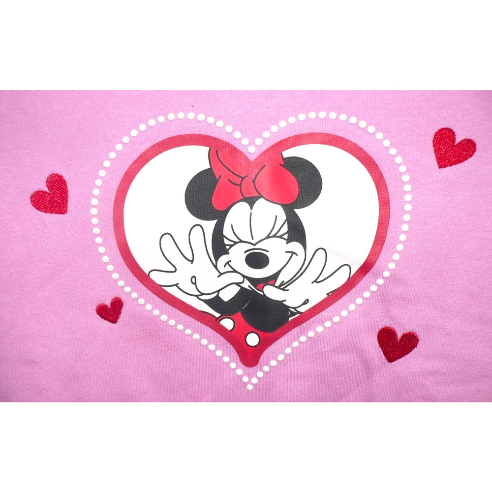 Disney Minnie Mouse Girl's Long Sleeve Color Block Sweatshirt Size 10 Red & Pink - Picture 3 of 4